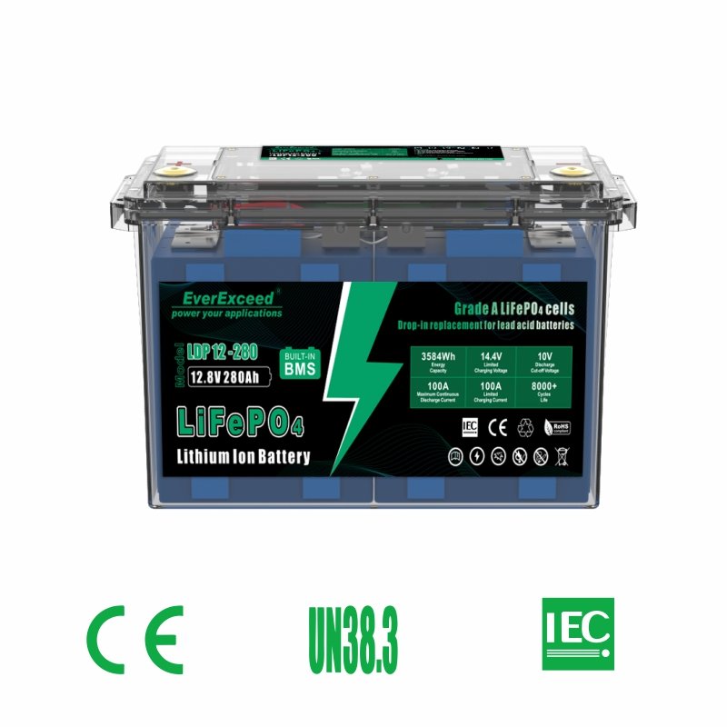 3.5kWh High-Performance 12.8V 280Ah Lithium Battery with Transparent Housing